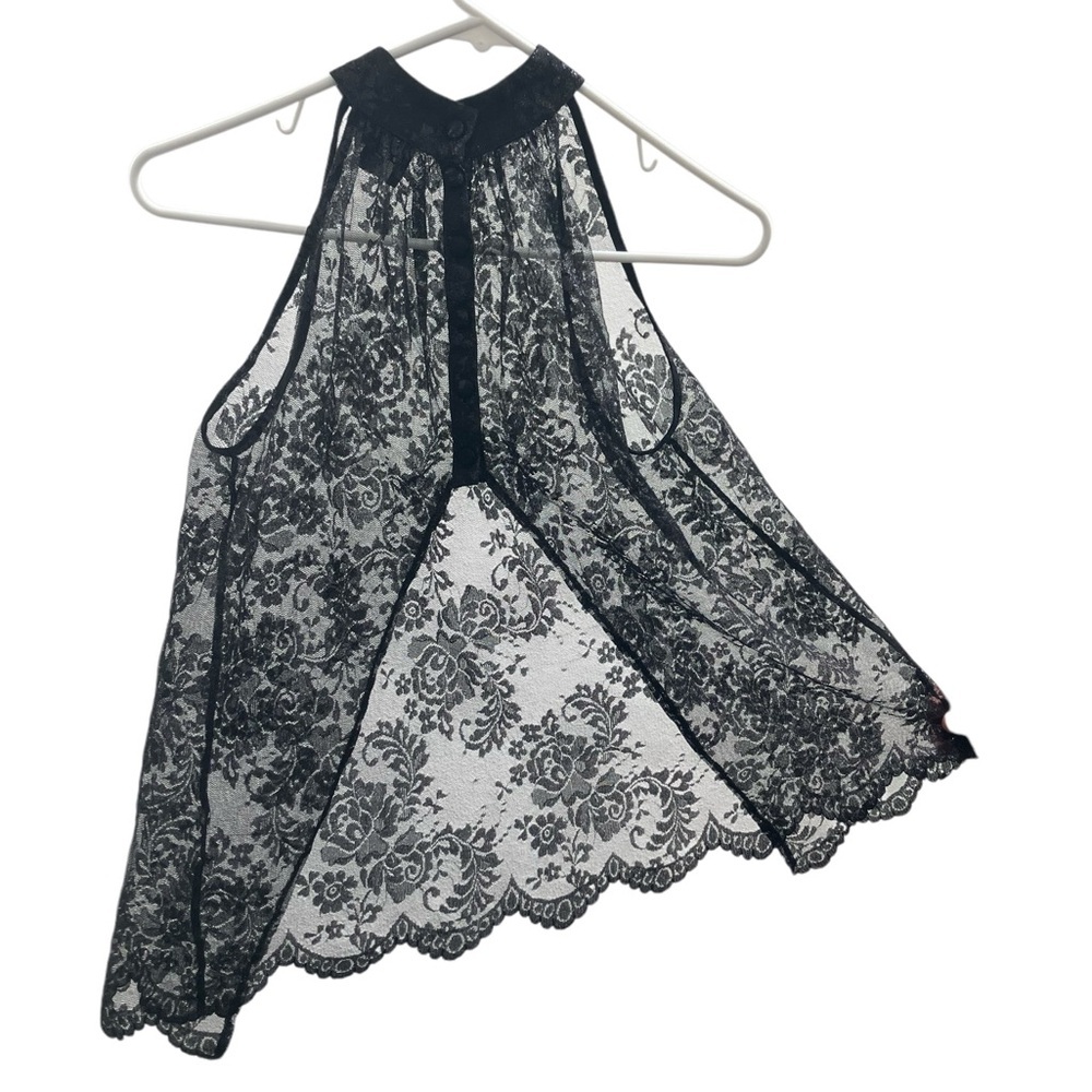 ASOS Sheer Lace Blouse Slit Back Size 2 Goth